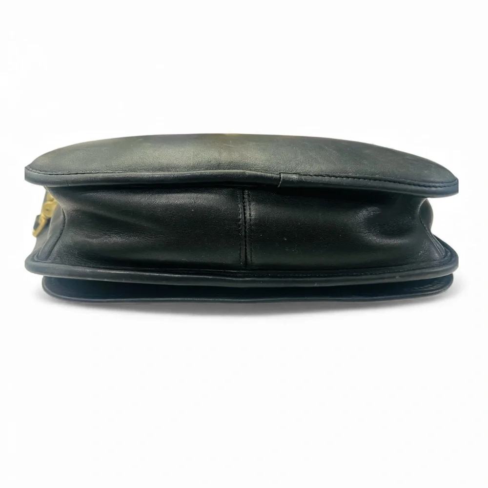 Vintage Coach Black Glove Tanned Leather Convertible Clutch Crossbody Turnlock F